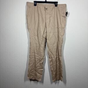 Tasso Elba Island Mens W38 L32 Linen Chino Pants Safari Tan Straight Mid Rise